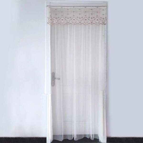 Shatex 36 in. x 80 in. Beige Double Layer Instant Netting Door Curtain and  Screen Door with Velcro NSD03680 - The Home Depot