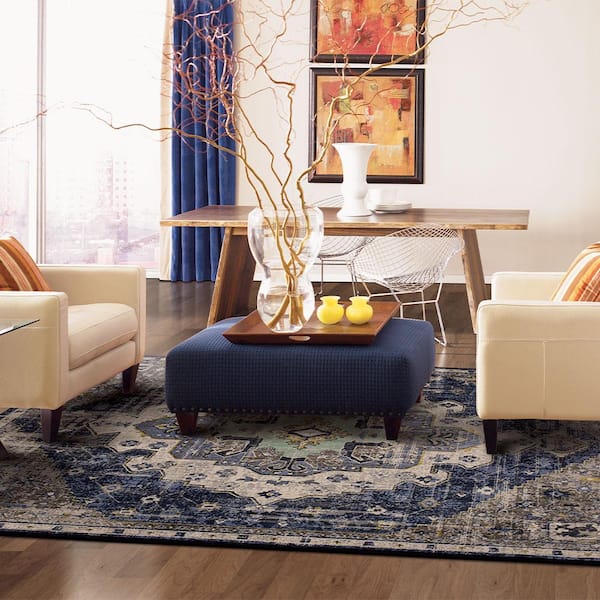 New Indigo Blue Rugs In Our Living Room and Kitchen