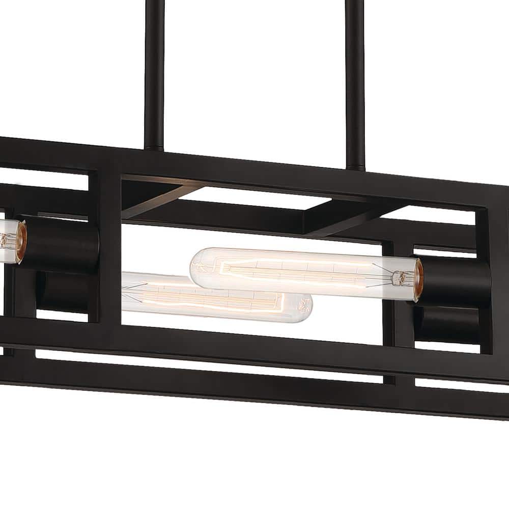 Urban Oasis 38" Matte Black Industrial Island Pendant Light