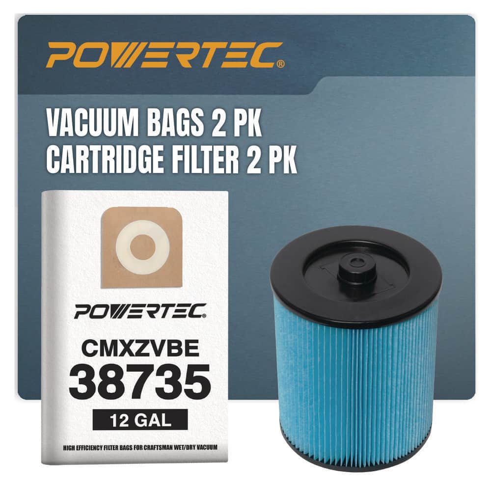 12 Gal. Filter Bags 2-Pack for Craftsman 38735 w/17816 Cartridge Filters 2-Pack for Most 5 Gal. and Above Wet/Dry Vacuum price history on PriceWatchPro