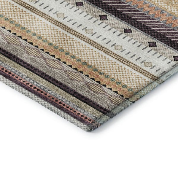 Mayfield Premium Machine Washable Abstract AMF2218 Khaki 8 ft. x 10 ft. Area Rug