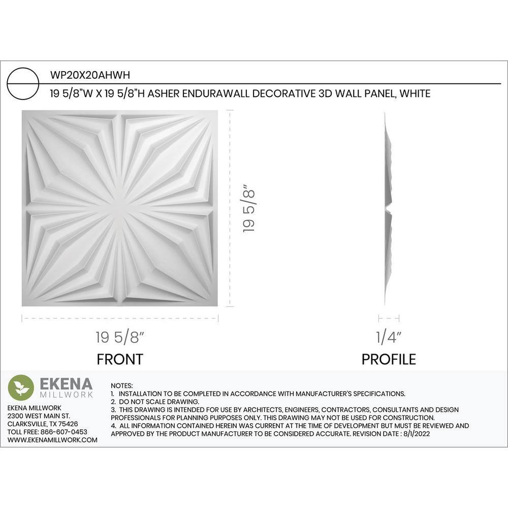 White Textured 3D PVC Decorative Wall Panels, 19 5/8" x 19 5/8", 50-Pack