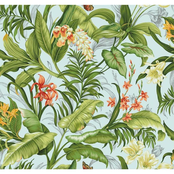 Waverly Schumacher Floral Prints  Ivy Green on White Double Roll Wallpaper   Chairish