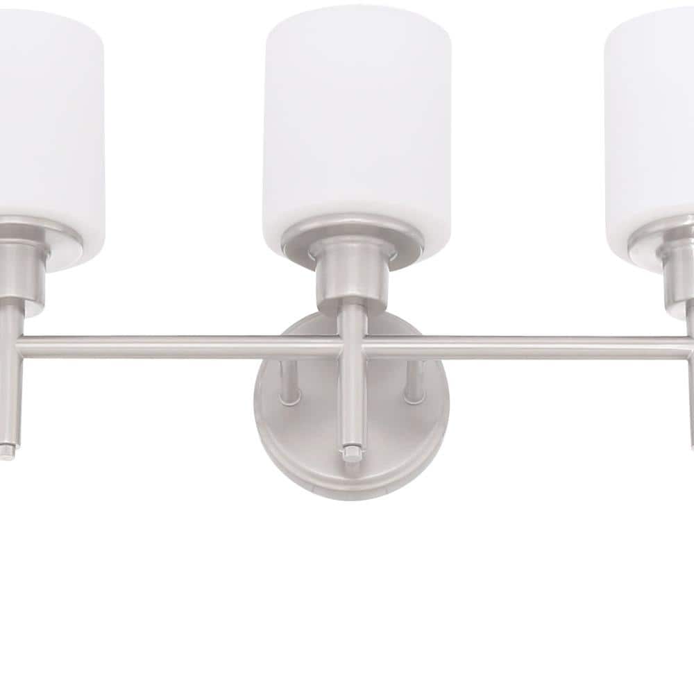 Aubrey 5-Light Satin Nickel Vanity Light with Frosted Glass Shades