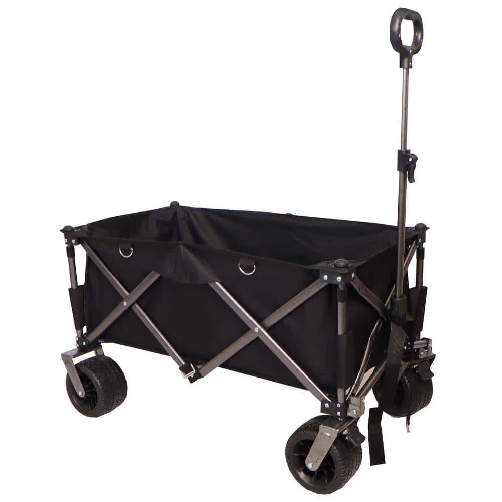 Folding Serving Cart Heavy Duty Utility Beach Wagon with Big Wheels, Adjust