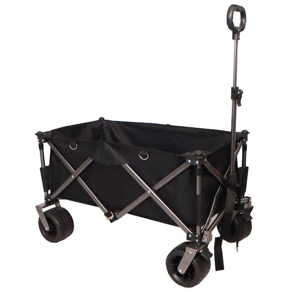Unbranded Folding Serving Cart Heavy Duty Utility Beach Wagon with Big Wheels, Adjustable Handle for Shopping, Camping