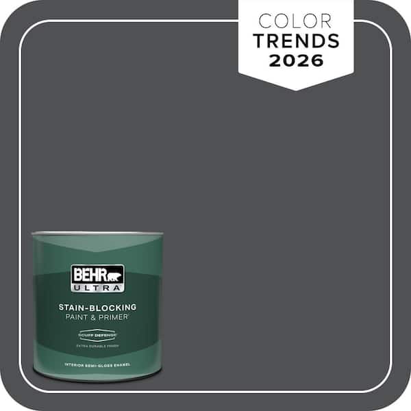 BEHR ULTRA 1 qt. #PPU18-01 Cracked Pepper Extra Durable Semi-Gloss Enamel Interior Paint & Primer