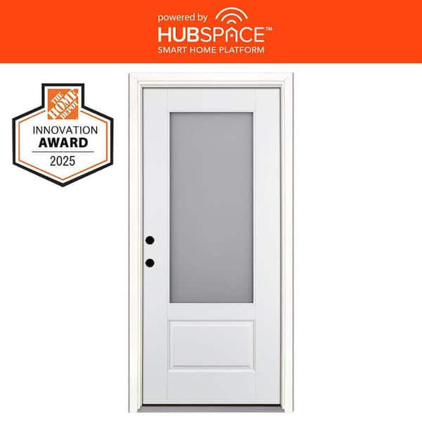 Smart Glass 36 in. W. x 80 in. Right Hand Inswing 3/4-Lite Smooth Unfinished Fiberglass Prehung Front Door