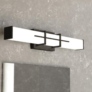 Fuller Park 1-Light LED Matte Black Contemporary Bathroom Vanity Fixture White Glass