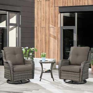 Carolina Gray 3-Piece Wicker Patio Conversation Set with Gray Cushions