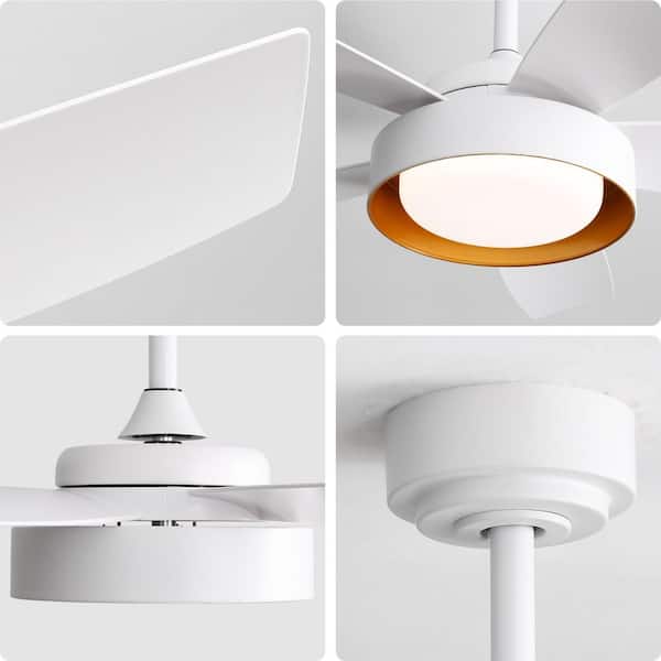 42 in. Smart White Indoor ABS White Blade 2-Size Downrod Mount Ceiling Fan with 3-Color Dimmable LED Light and Remote