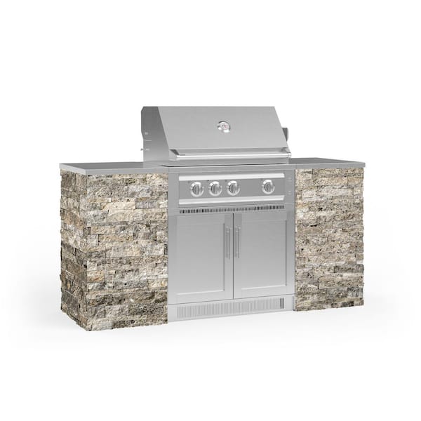 NewAge Products Signature Series 72.16 in. x 25.5 in. x 51 in. 6-Piece Outdoor Kitchen Cabinet Set with Liquid Propane 33 in. Gas Grill