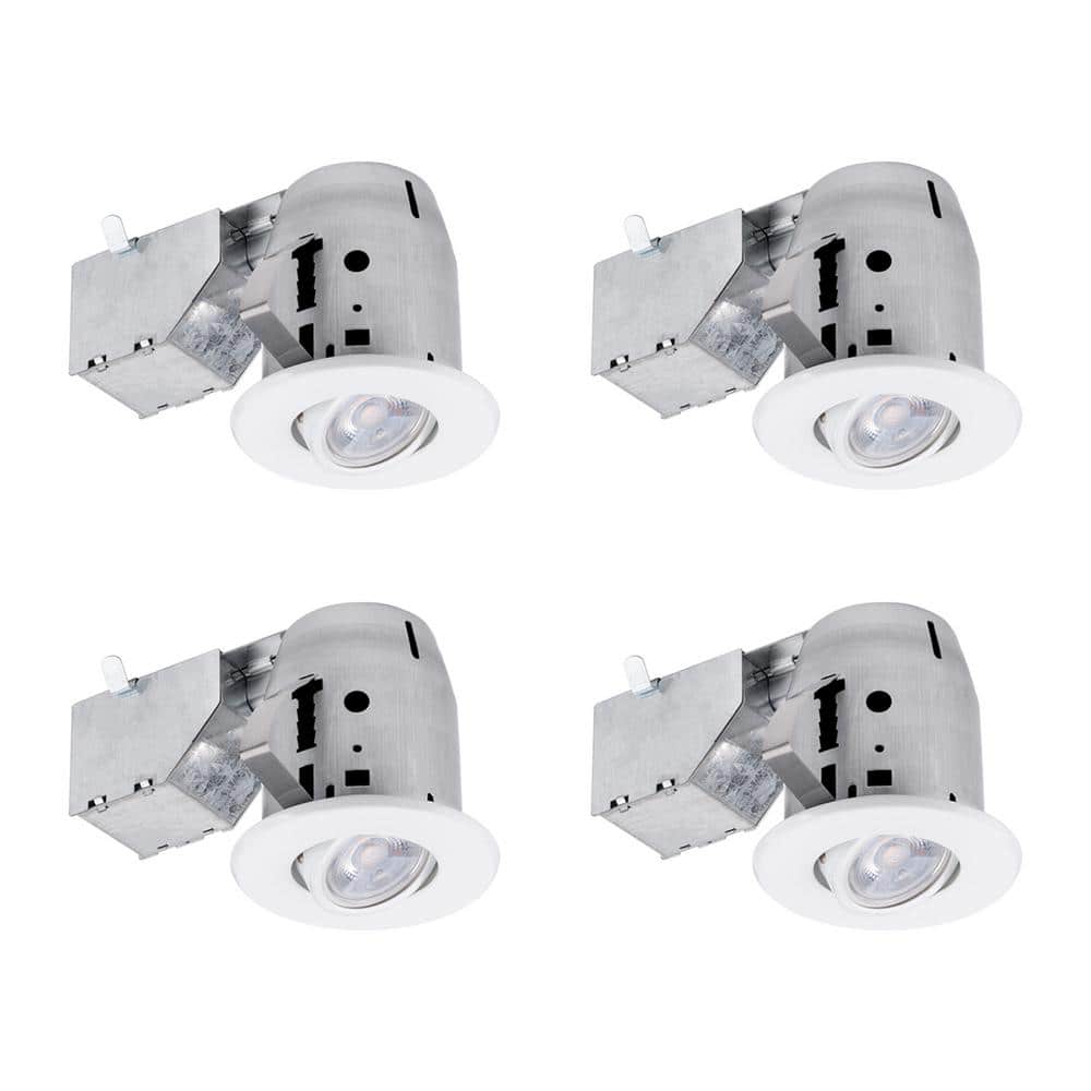 3 in. White IC Rated Dimmable Recessed Lighting Kit, LED Bulbs Included (4-