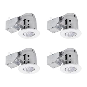 3 in. White IC Rated Dimmable Recessed Lighting Kit, LED Bulbs Included (4-Pack)