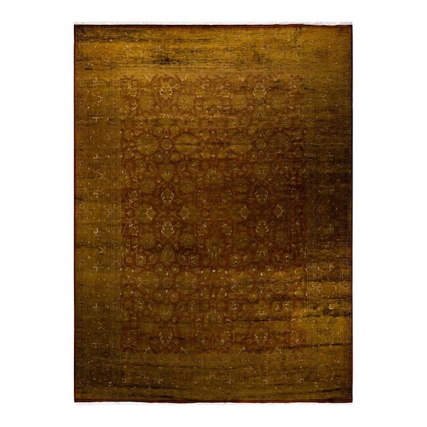 Chloe & Olivia Home Overdyed Gold 9 ft. 2 in. x 12 ft. 3 in. Wool ...