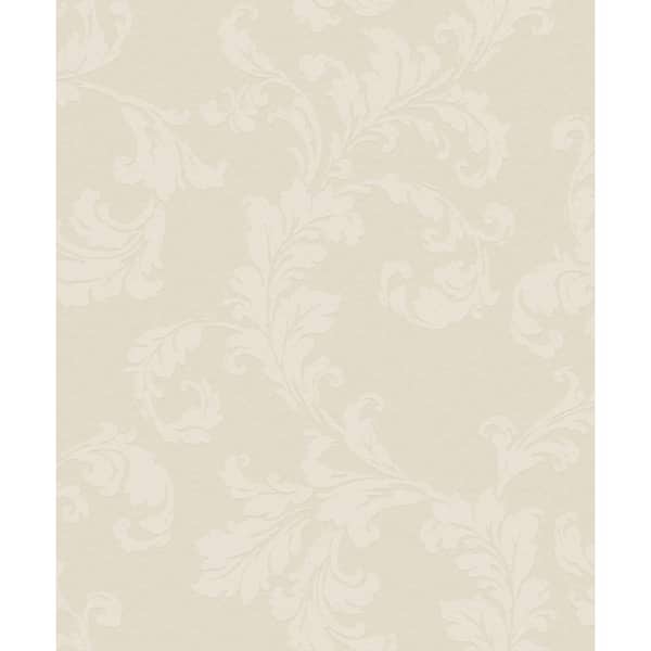 Unbranded Emporium Collection Pearl Acanthus Trail Embossed Metallic Ink Finish Paper Non-Pasted Non-Woven Wallpaper Roll