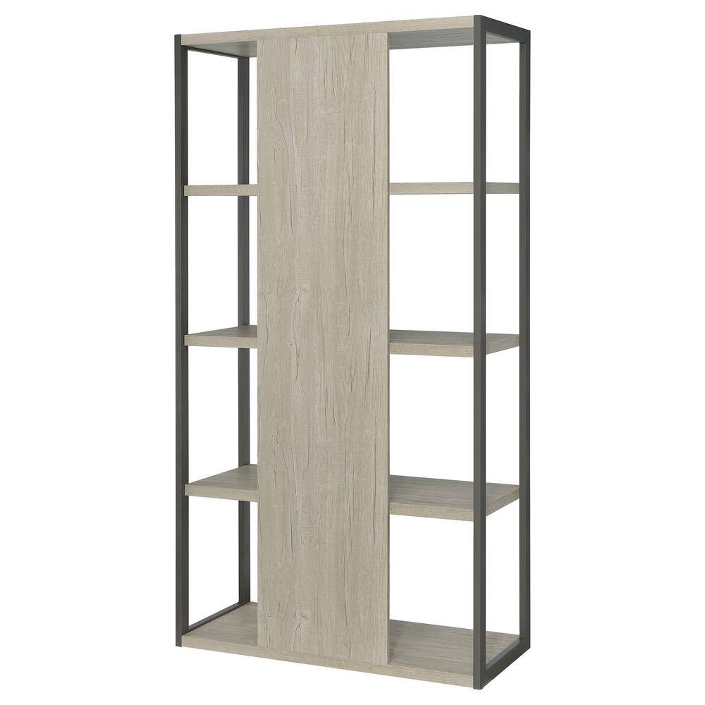 Gray and Whitewashed Wood 4-Shelf Contemporary Bookcase