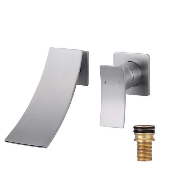 WOWOW Waterfall Single Handle Wall Mounted Bathroom Faucet in Brushed Nickel