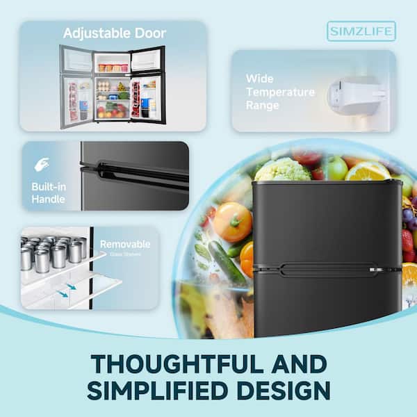 SIMZLIFE 19 in. 3.2 cu. ft. Mini Refrigerator in Black with