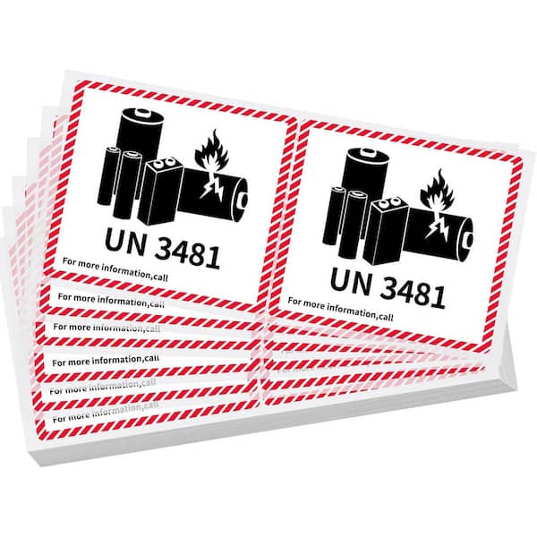 Unbranded Lithium Ion Battery Caution Labels 100 Piece 4.7 x 4.3 in. Strong Adhesive Safety Warning Stickers for Shipping Fragile