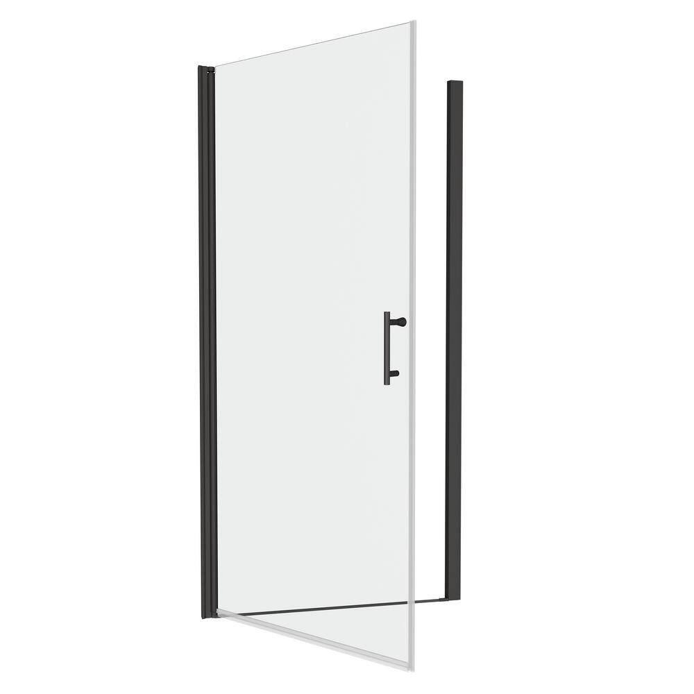 Matte Black Frameless Pivot Shower Door with Clear Glass, 28-29.4 in. W x 72 in. H