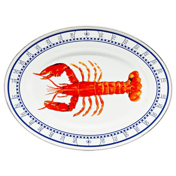 Golden Rabbit Lobster 12 in. x 16 in. Enamelware Oval Platter