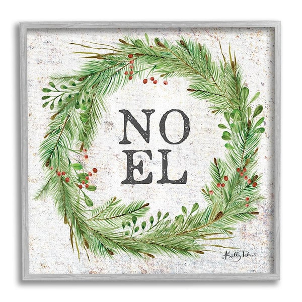 Stupell Industries Noel Seasonal Wreath by Kelley Talent 1 Piece Framed Graphic Print Typography Poster Art Print 17 in. x 17 in.