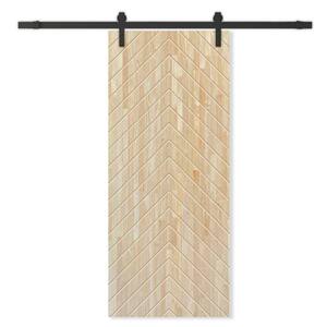 42 in. x 80 in. Natural Pine Wood Unfinished Interior Sliding Barn Door with Hardware Kit