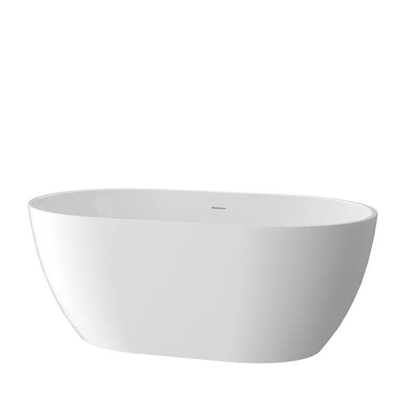 Zeafive 55 in. x 27.5 in. Oval Acrylic Soaking Bath Tub Flatbottom