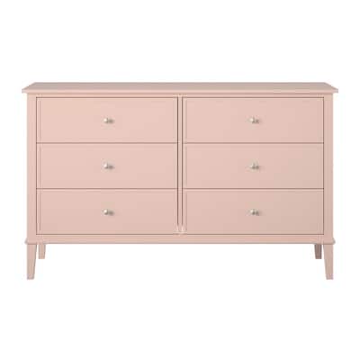 Queensbury 6-Drawer in Pink Dresser 33.5 in. H x 55.3 in. W x 16.1 in. D