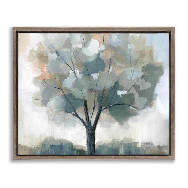 Stupell Industries Mottled Tree Impression by Nan Brown Floater Frame Nature Graphic Art Print 25 in. x 31 in.