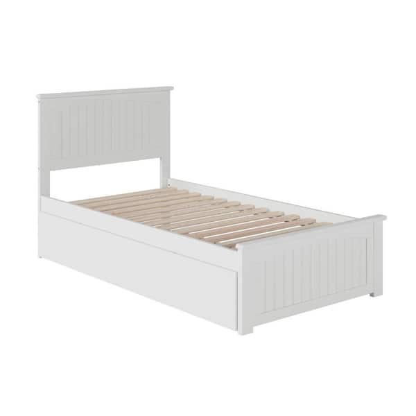 Nantucket White Twin Platform Bed with Matching Foot Board and Twin Size Urban Trundle Bed