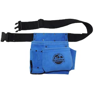 5-Pocket Nail and Tool Pouch with Blue Suede Leather Belt