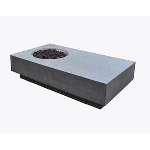 Metropolis 56 in. x 32 in. x 14 in. Rectangle Concrete Propane Fire Pit Table in Light Gray