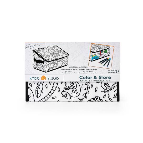 BAUM Kid's White Coloring Cube Storage Bin Coloring with
