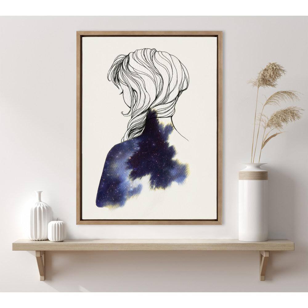 Gold Framed 18x24 Canvas Print of Female Portrait
