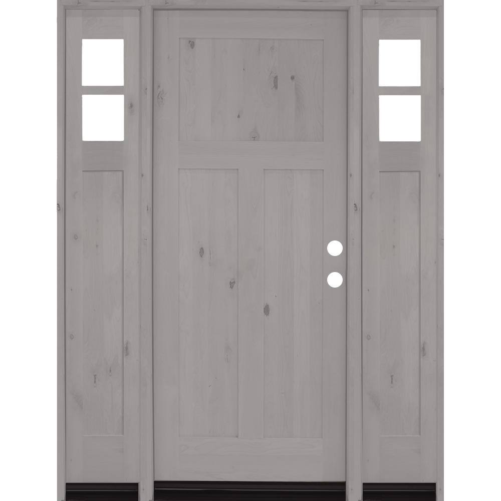60 in. x 80 in. Knotty Alder 3 Panel Left-Hand/Inswing Clear Glass Grey Stain Wood Prehung Front Door with Sidelites price history on PriceWatchPro