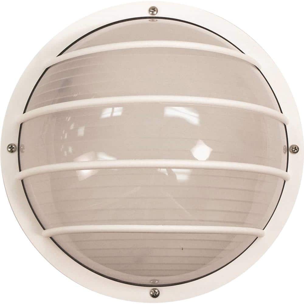 Mini 1-Light White Polycarbonate Outdoor Caged Ceiling Flush Mount/Wall Mount Sconce with Polycarbonate Half Sphere price history on PriceWatchPro