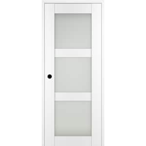 Paola 3-Lite 36 in. x 95.25 in. Right-hand Frosted Glass Bianco Noble Composite Solid Core Wood Single Prehung Interior
