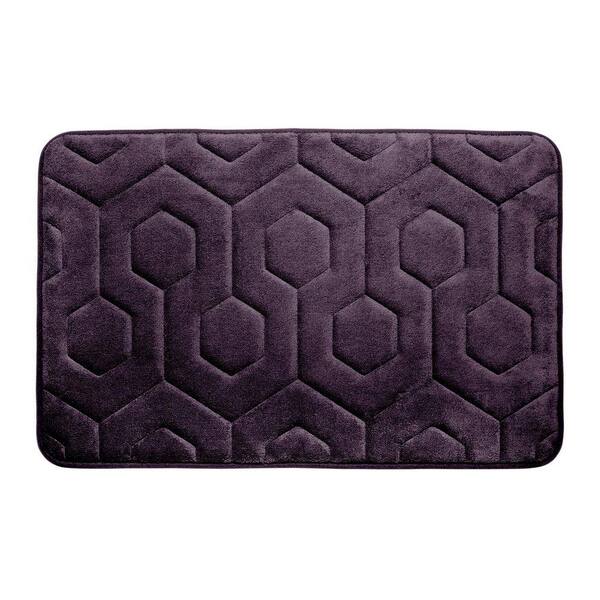 BounceComfort Hexagon Plum 17 in. x 24 in. Memory Foam Bath Mat