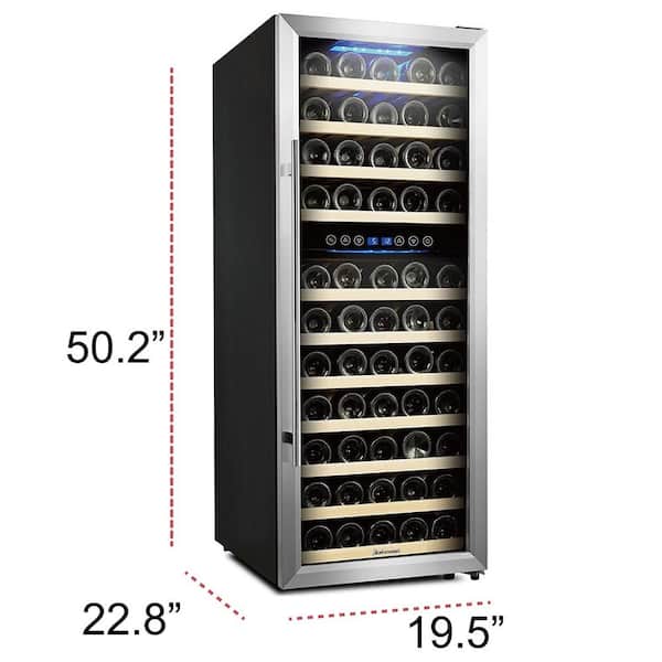 Kalamera 73 Bottle Compressor Wine Cooler Dual Zone With Touch Control Frost Free Free Standing Krc 73dzf The Home Depot