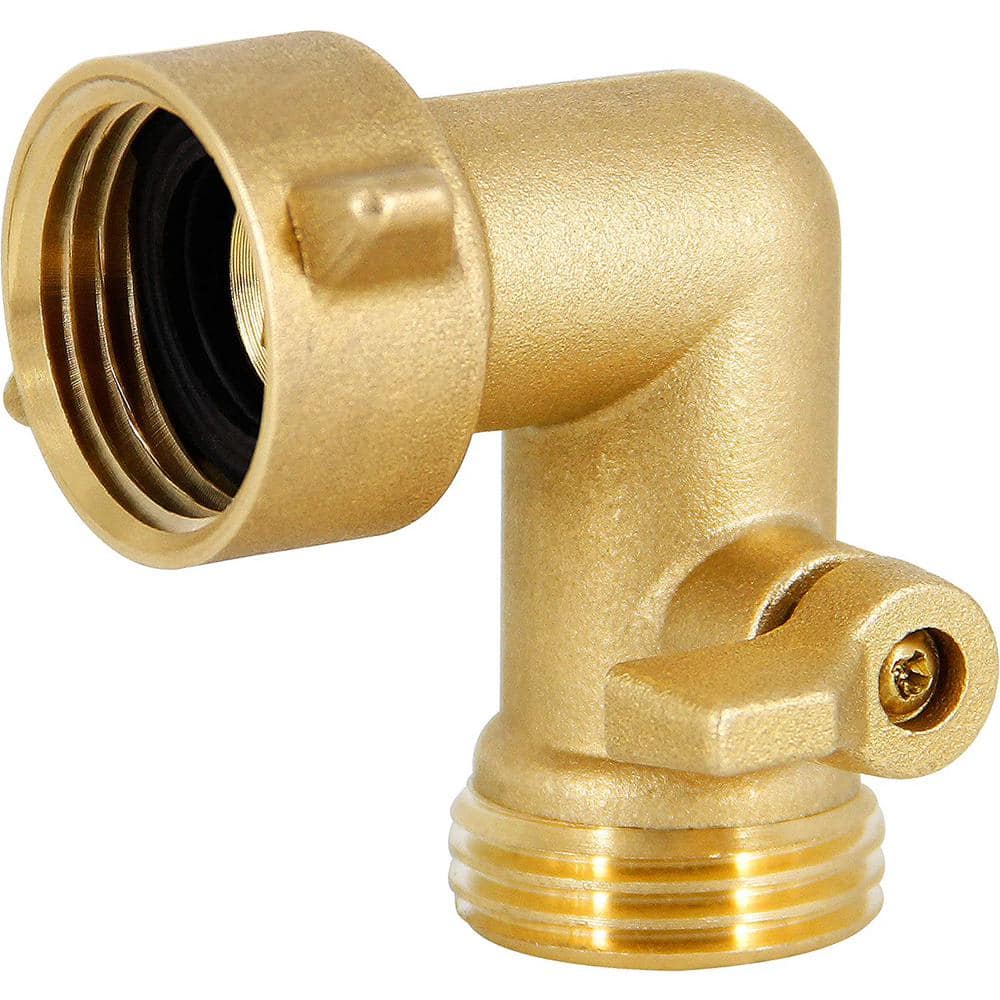 3/4 in. 900-Degree Garden Hose Elbow with Shut Off Valv, Heavy-Duty Hose Ad