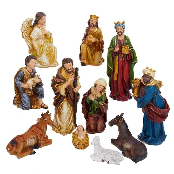 Kurt S. Adler 1.5 in. to 8 in. Resin Nativity Set (11-Piece)