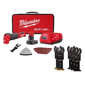 M12 FUEL 12V Lithium-Ion Cordless Oscillating Multi-Tool Kit with 4.0 Ah Battery, Charger, Bag & Blade Set (5-Piece)