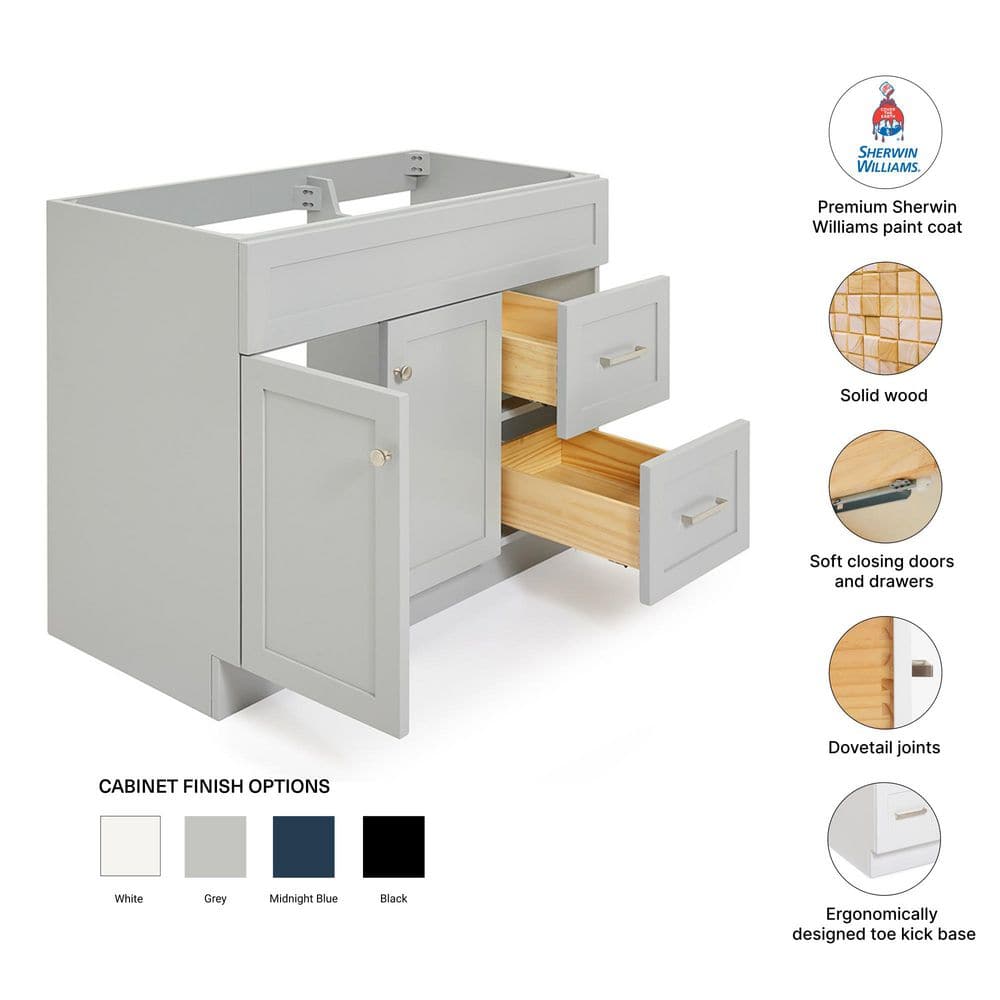 Hamlet 42" Grey Solid Wood Freestanding Single Vanity Cabinet