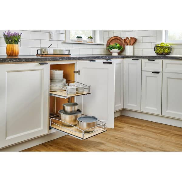 2-Tier Solid Bottom Pull Out Base Cabinet Organizer