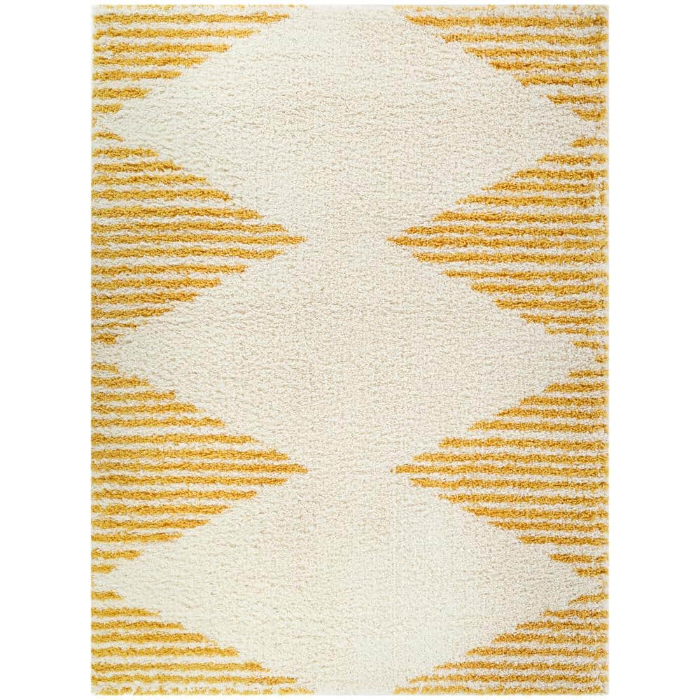 Sundance Striped Shag Area Rug 5' x 7' Orange Synthetic