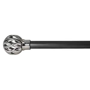 72 in. - 144 in. Adjustable Single Curtain Rod 1 in. Dia in Slate/Chrome with Macrame Finial