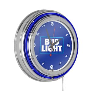 Bud Light Blue Lighted Analog Neon Clock