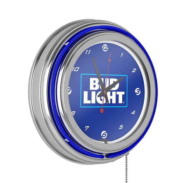 Unbranded Bud Light Blue Lighted Analog Neon Clock